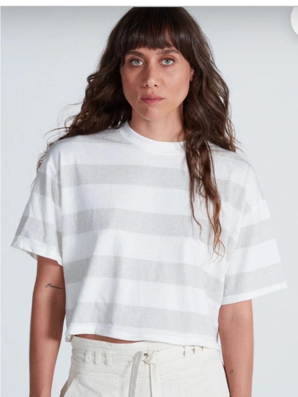 ASKK NY SHRUNKEN BOY TEE - white & taupe